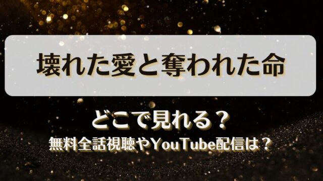 壊れた愛と奪われた命 どこで見れる？無料全話視聴やYouTube配信は？