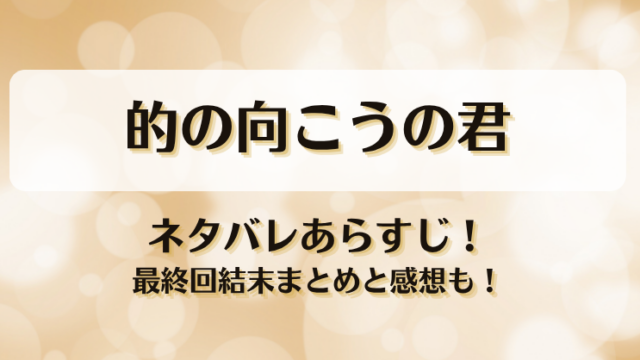 的の向こうの君 ネタバレあらすじ！最終回結末まとめと感想も！