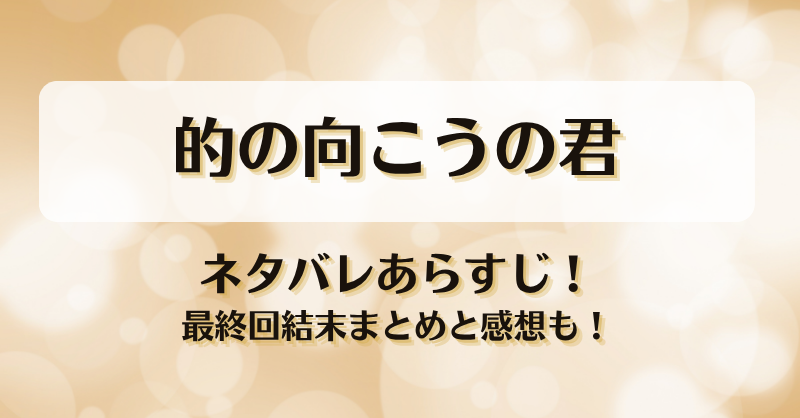 的の向こうの君 ネタバレあらすじ！最終回結末まとめと感想も！