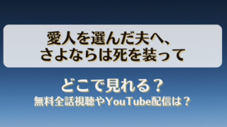 愛人を選んだ夫へさよならは死を装って どこで見れる？無料全話視聴やYouTube配信は？