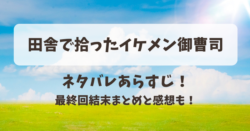 田舎で拾ったイケメン御曹司 ネタバレあらすじ！最終回結末まとめと感想も！