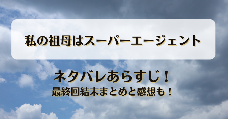 私の祖母はスーパーエージェント ネタバレあらすじ！最終回結末まとめと感想も！
