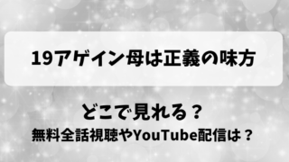 19アゲイン母は正義の味方 どこで見れる？無料全話視聴やYouTube配信は？